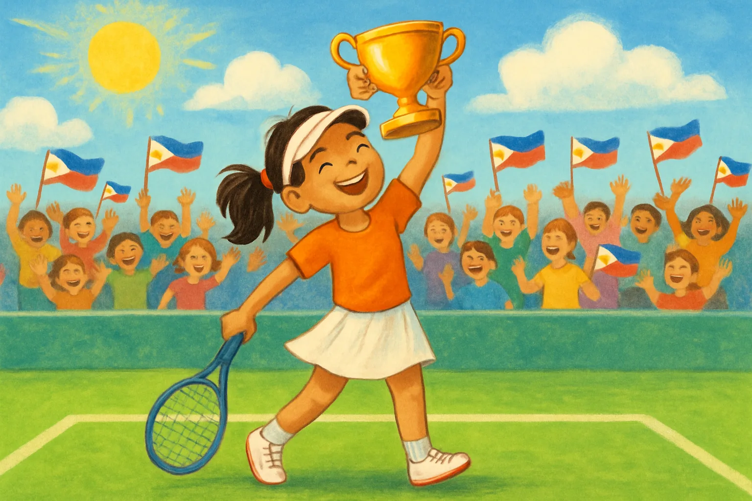 Tennis player Alex Eala celebrating her historic WTA title win at the Washington Open