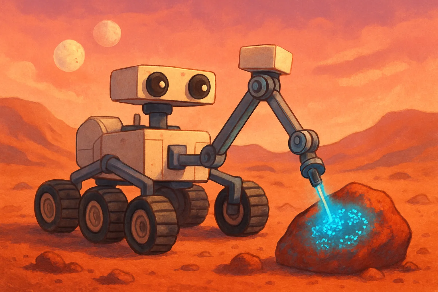 NASA's Perseverance rover uses its SHERLOC instrument to analyze mudstones in the Bright Angel outcrop on Mars, revealing organic carbon molecules