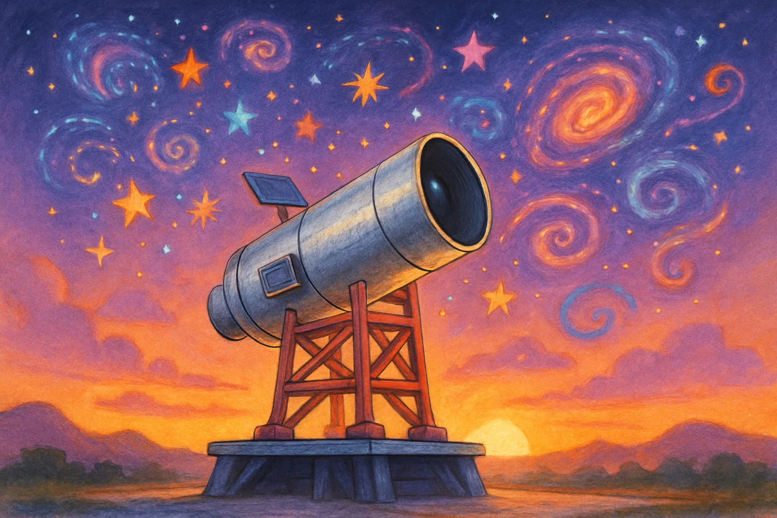 Illustration of the Roman Space Telescope on its launchpad ready to lift off toward the stars
