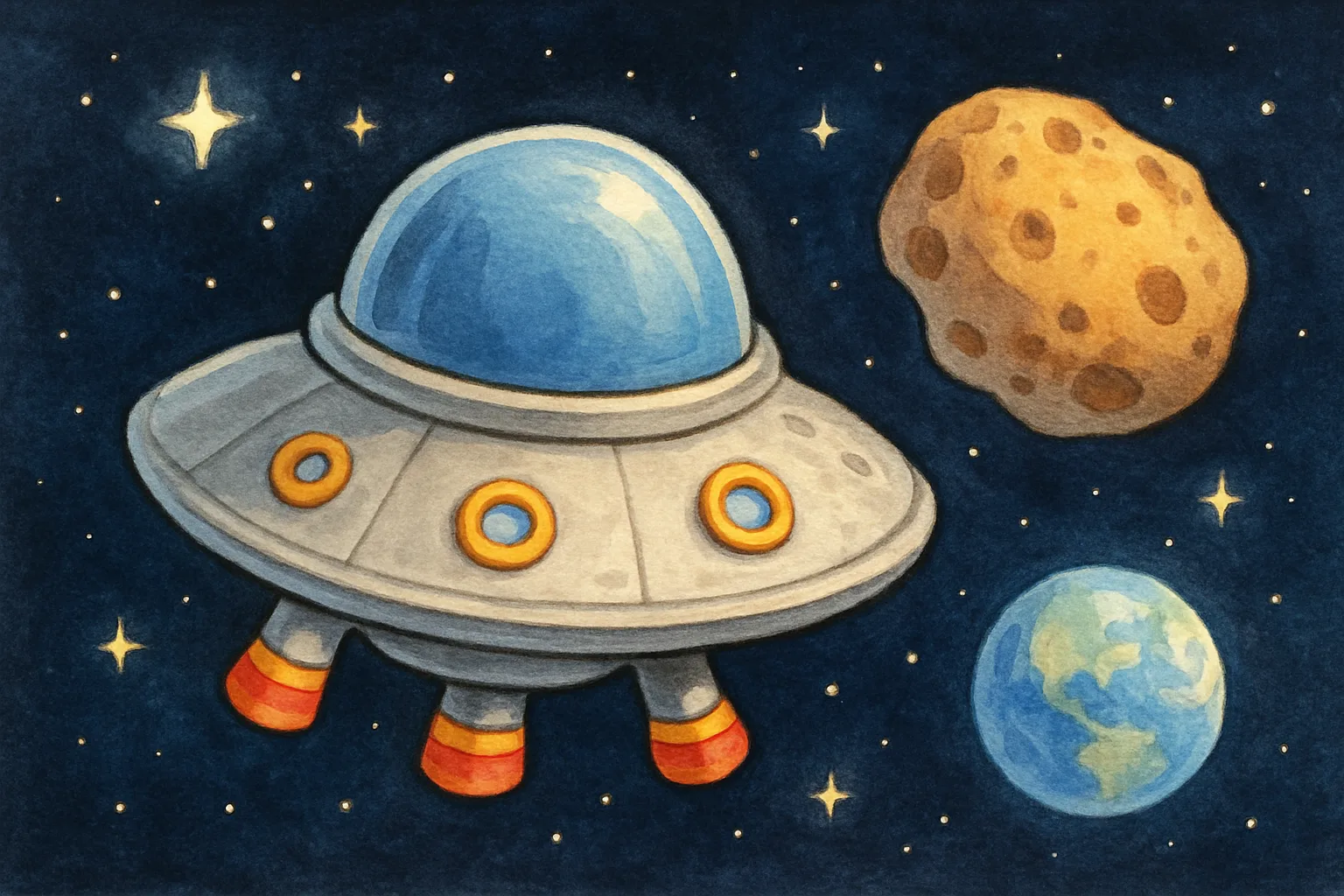 An illustration of China's Tianwen-2 spacecraft hovering near the small, rocky asteroid Kamoʻoalewa in deep space, with Earth visible in the background