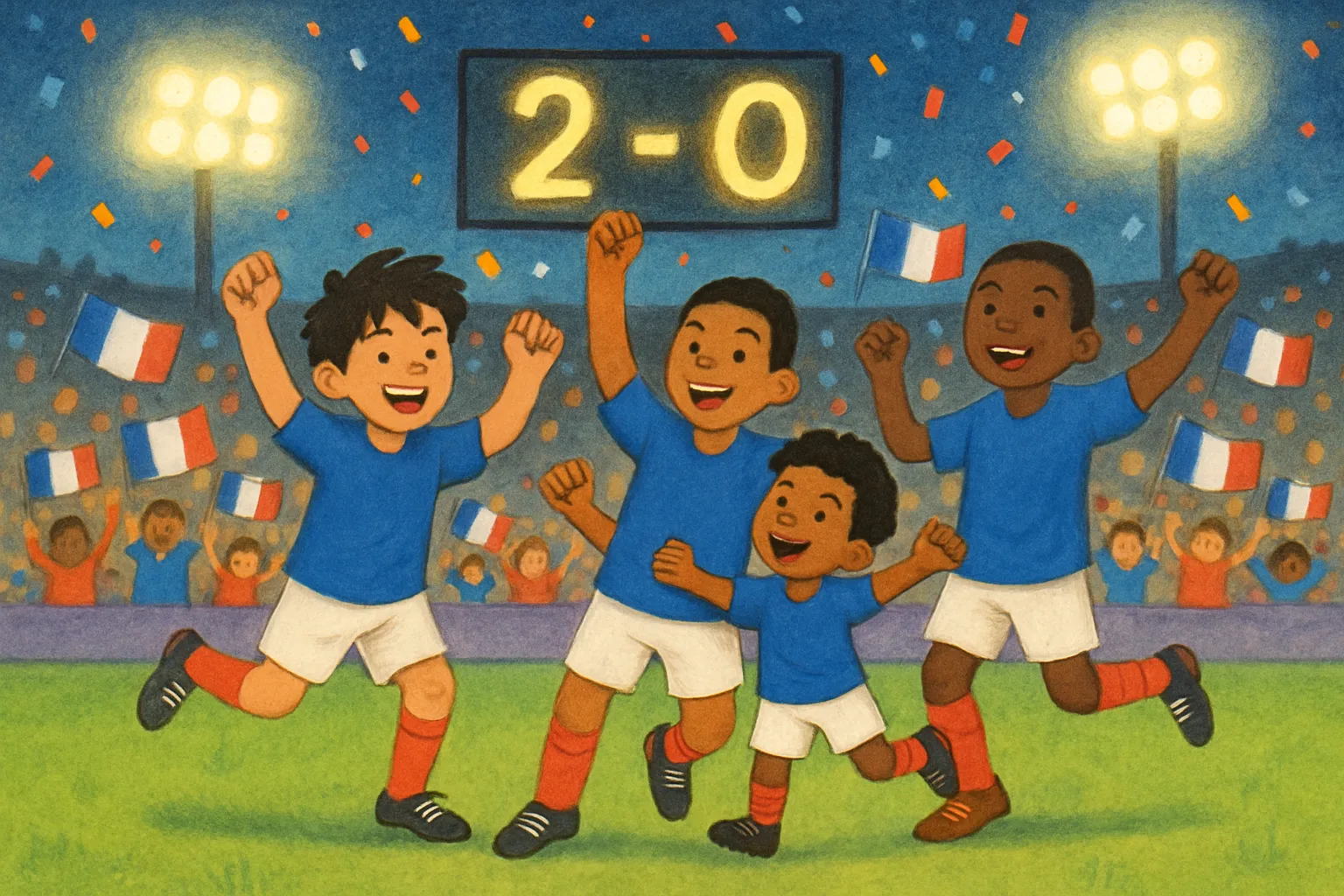 France players celebrate their 2-0 victory over Morocco in the 2026 World Cup quarterfinals in Foxborough, Massachusetts